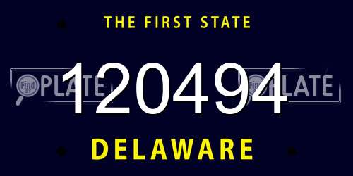 120494 Delaware License Plate