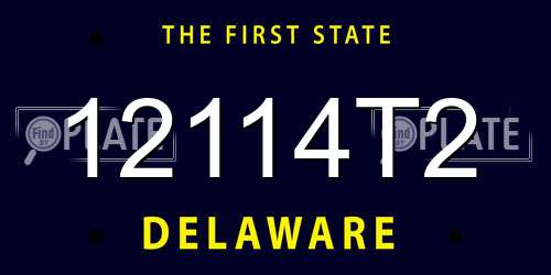 12114T2 Delaware License Plate