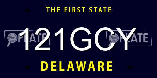 121GCY Delaware License Plate