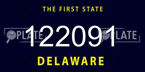 122091 Delaware License Plate