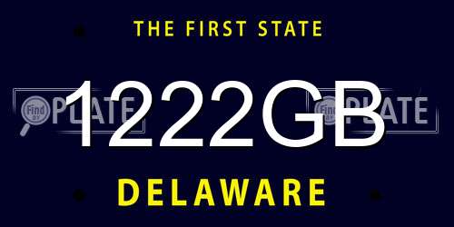 1222GB Delaware License Plate