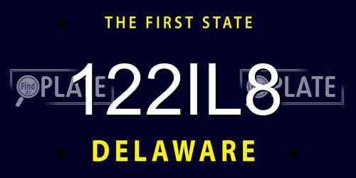 122IL8 Delaware License Plate