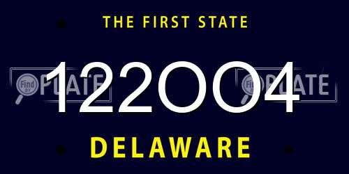 122OO4 Delaware License Plate