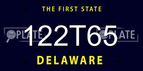 122T65 Delaware License Plate