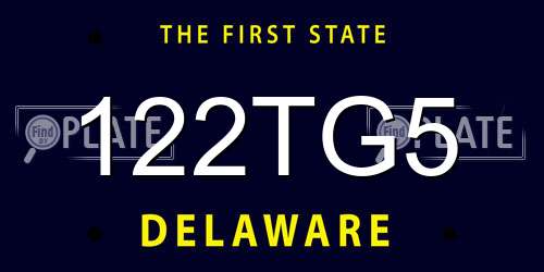 122TG5 Delaware License Plate