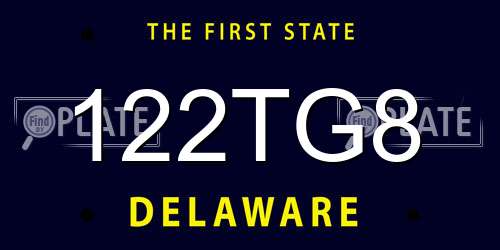 122TG8 Delaware License Plate