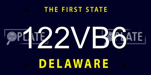 122VB6 Delaware License Plate