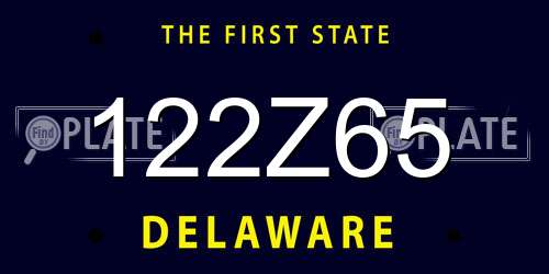 122Z65 Delaware License Plate