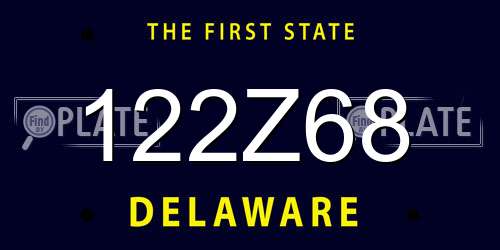 122Z68 Delaware License Plate