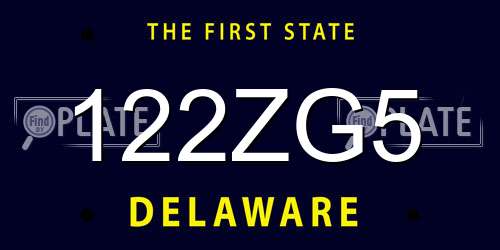 122ZG5 Delaware License Plate
