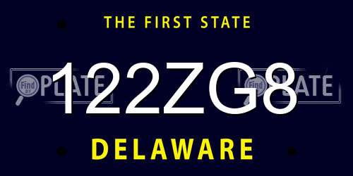 122ZG8 Delaware License Plate