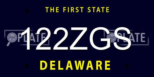 122ZGS Delaware License Plate