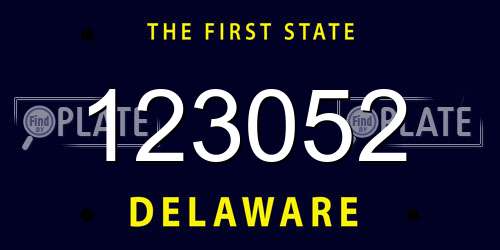 123052 Delaware License Plate