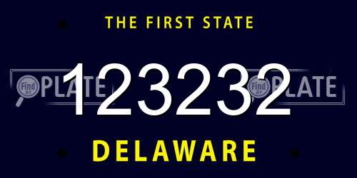 123232 Delaware License Plate