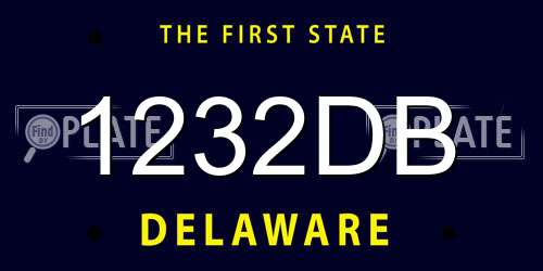 1232DB Delaware License Plate