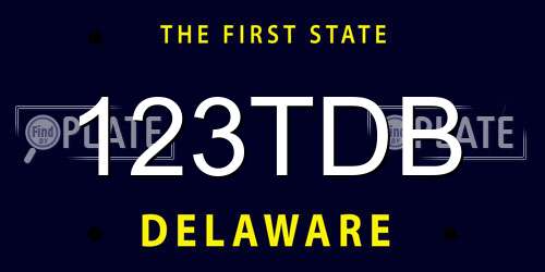 123TDB Delaware License Plate