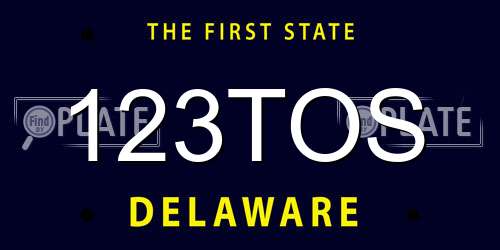 123TOS Delaware License Plate