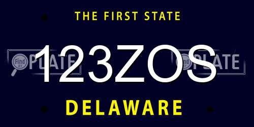 123ZOS Delaware License Plate