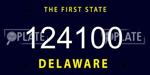 124100 Delaware License Plate