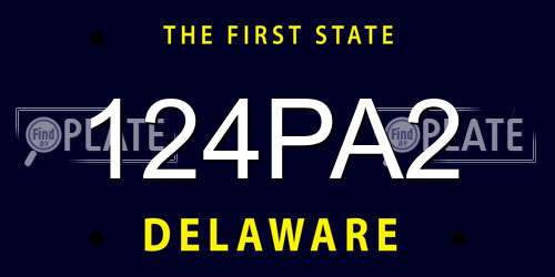 124PA2 Delaware License Plate