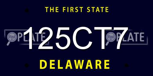 125CT7 Delaware License Plate