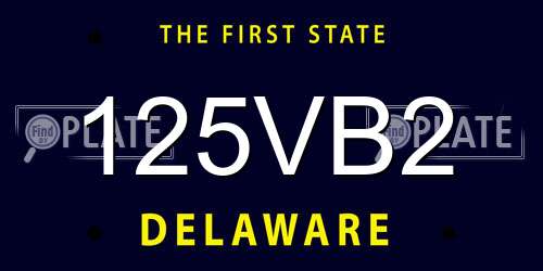 125VB2 Delaware License Plate