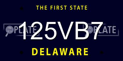 125VB7 Delaware License Plate