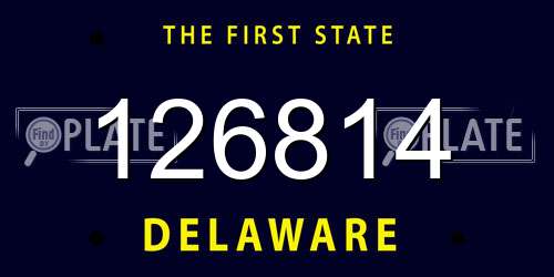 126814 Delaware License Plate
