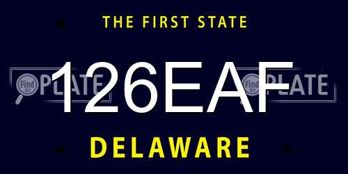 126EAF Delaware License Plate