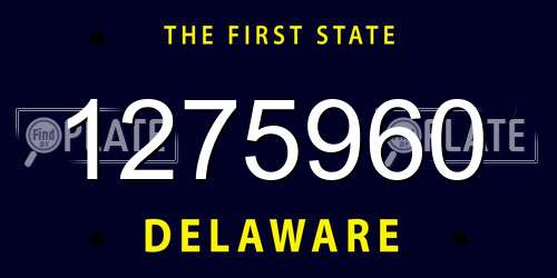 1275960 Delaware License Plate