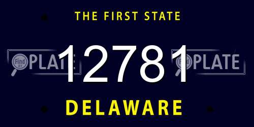 12781 Delaware License Plate
