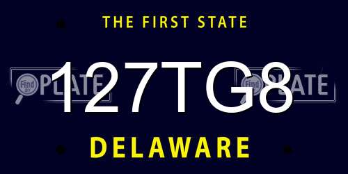 127TG8 Delaware License Plate