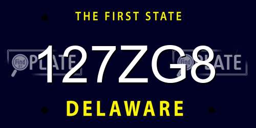 127ZG8 Delaware License Plate
