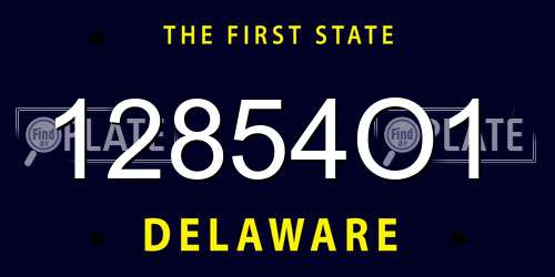 12854O1 Delaware License Plate