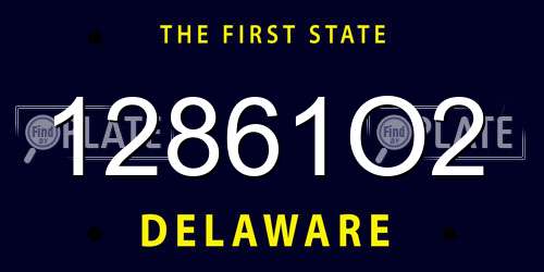 12861O2 Delaware License Plate