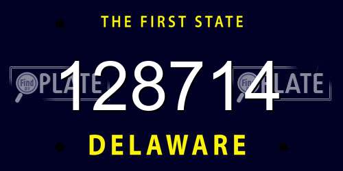128714 Delaware License Plate