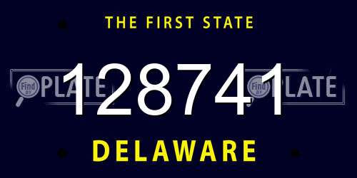 128741 Delaware License Plate