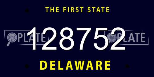 128752 Delaware License Plate