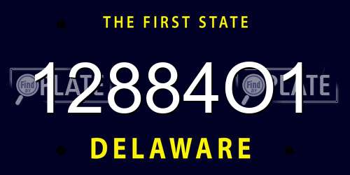12884O1 Delaware License Plate