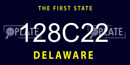 128C22 Delaware License Plate