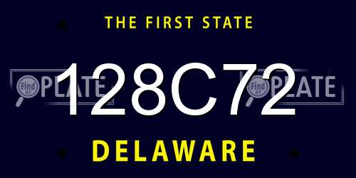 128C72 Delaware License Plate