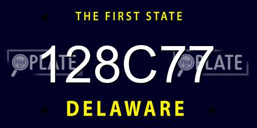 128C77 Delaware License Plate