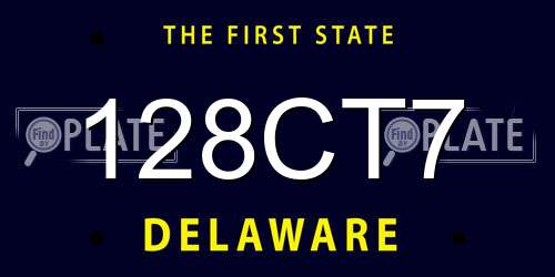 128CT7 Delaware License Plate