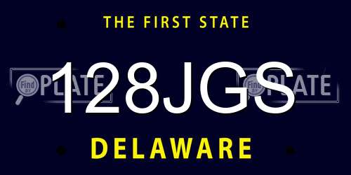 128JGS Delaware License Plate