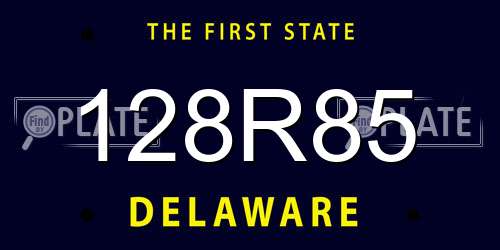 128R85 Delaware License Plate