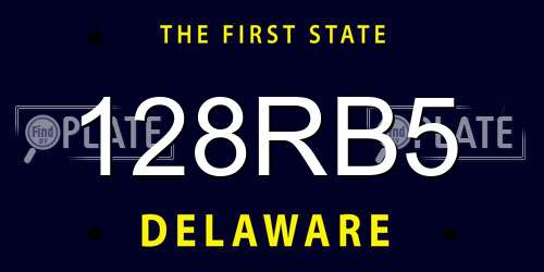128RB5 Delaware License Plate