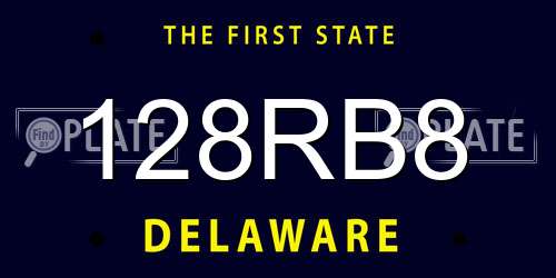 128RB8 Delaware License Plate
