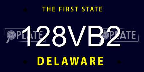128VB2 Delaware License Plate