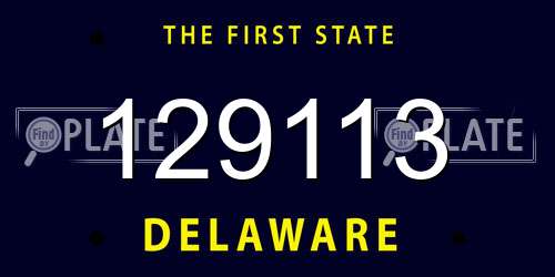 129113 Delaware License Plate