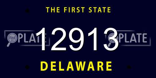 12913 Delaware License Plate